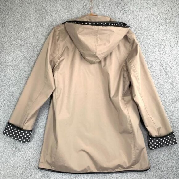 Thermal Slicks Waterproof Rain Jacket w/Polka Dot Lining - Beige/B&W Size Medium - Picture 5 of 7